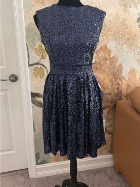 EMERALD SUNDAE Fit & Flare Sleeveless Sequin Party Homeschooling Prom Dress L